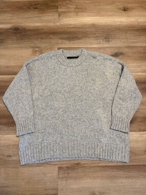 Jenni Kayne Grey Crewneck Oversized Sweater Medium Baby Alpaca Pullover